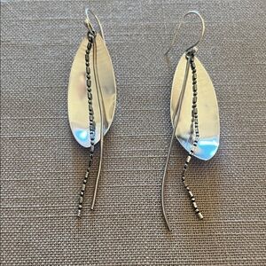 Silpada Silver Leaf Earrings with Chain Accents